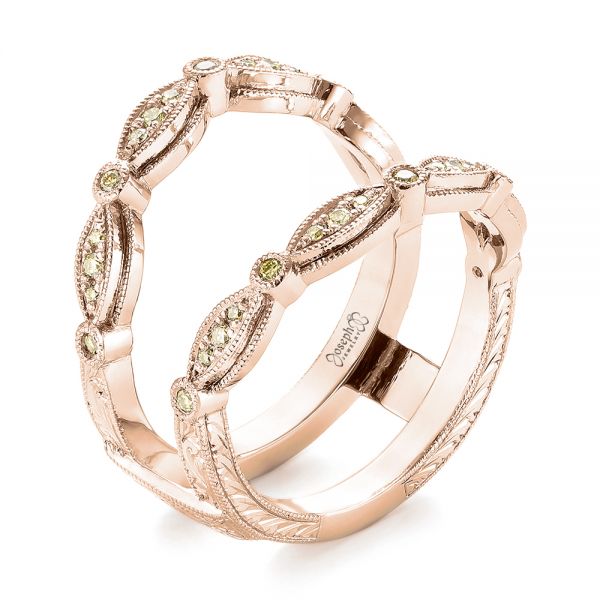 18k Rose Gold 18k Rose Gold Custom Yellow Diamond Jacket Wedding Band - Three-Quarter View -  103392