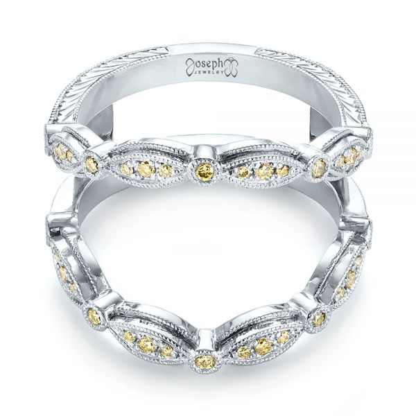  Platinum Platinum Custom Yellow Diamond Jacket Wedding Band - Flat View -  103392