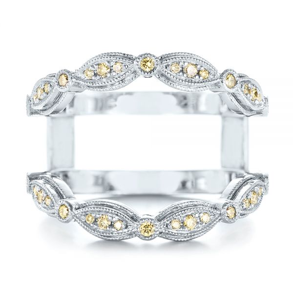  Platinum Platinum Custom Yellow Diamond Jacket Wedding Band - Top View -  103392