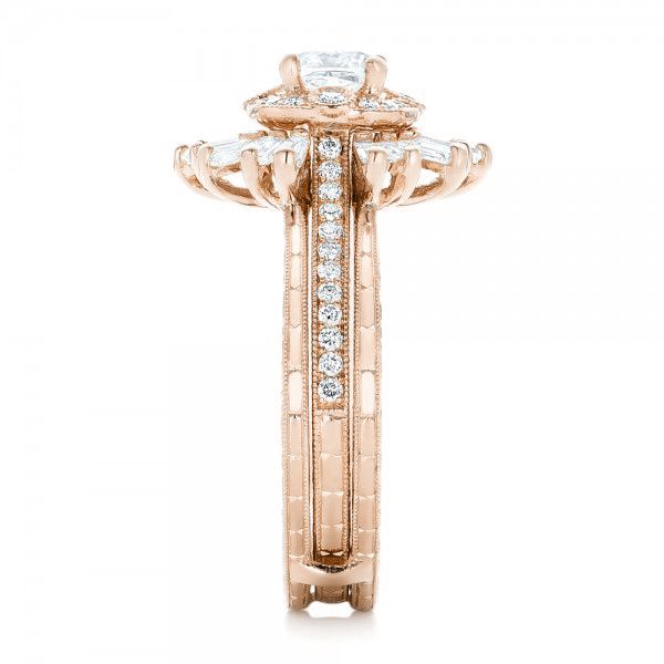 18k Rose Gold 18k Rose Gold Custom Diamond Jacket Wedding Band - Side View - 102951
