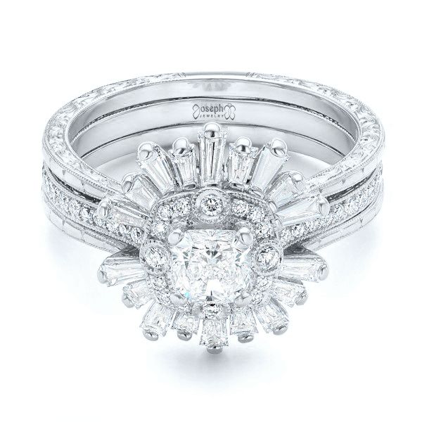 Platinum Platinum Custom Diamond Jacket Wedding Band - Three-Quarter View - 102951