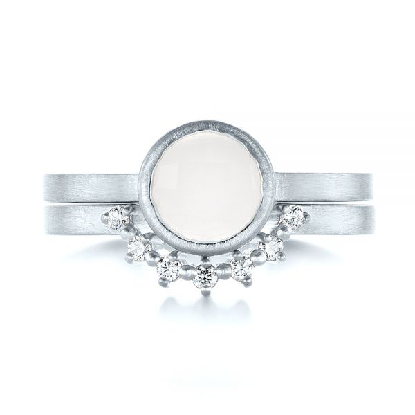 18k White Gold 18k White Gold Custom Diamond Wedding Band - Top View - 103620