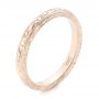 14k Rose Gold 14k Rose Gold Custom Hand Engraved Wedding Band - Three-Quarter View -  102442 - Thumbnail