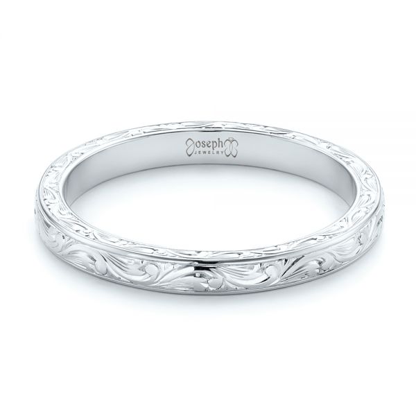 Platinum Platinum Custom Hand Engraved Wedding Band - Flat View -  102442