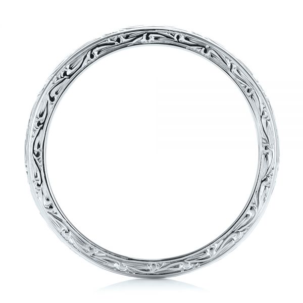 Platinum Platinum Custom Hand Engraved Wedding Band - Front View - 102442