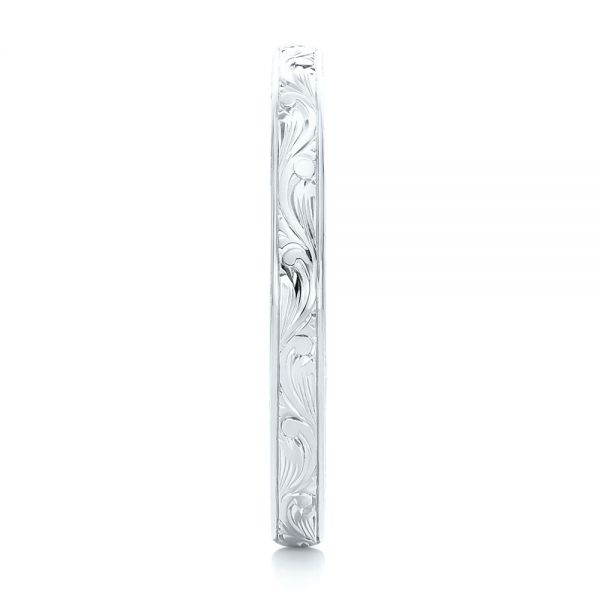 Platinum Platinum Custom Hand Engraved Wedding Band - Side View - 102442