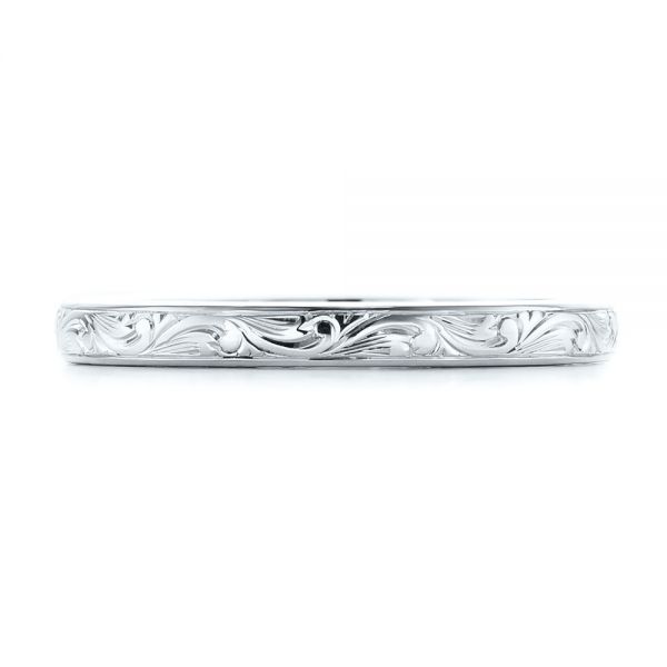  Platinum Platinum Custom Hand Engraved Wedding Band - Top View -  102442