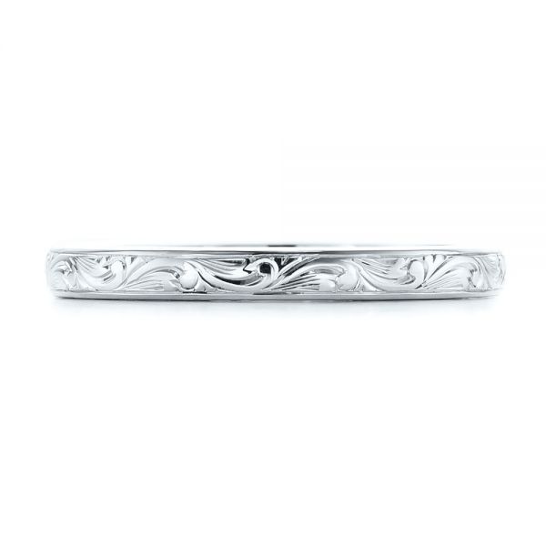 Platinum Platinum Custom Hand Engraved Wedding Band - Top View - 102442
