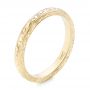 14k Yellow Gold Custom Hand Engraved Wedding Band - Three-Quarter View -  102442 - Thumbnail