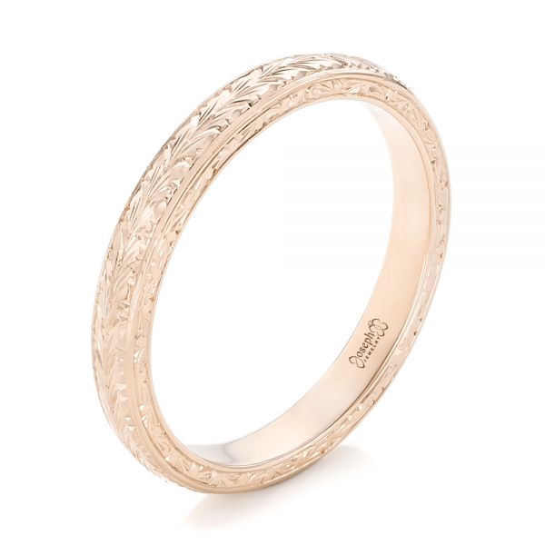 14k Rose Gold 14k Rose Gold Custom Wedding Band - Three-Quarter View -  102606