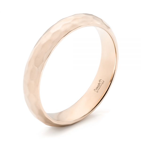 14k Rose Gold 14k Rose Gold Custom Wedding Band - Three-Quarter View -  102974