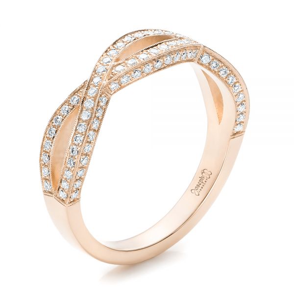 14k Rose Gold 14k Rose Gold Custom Diamond Wedding Band - Three-Quarter View -  100854