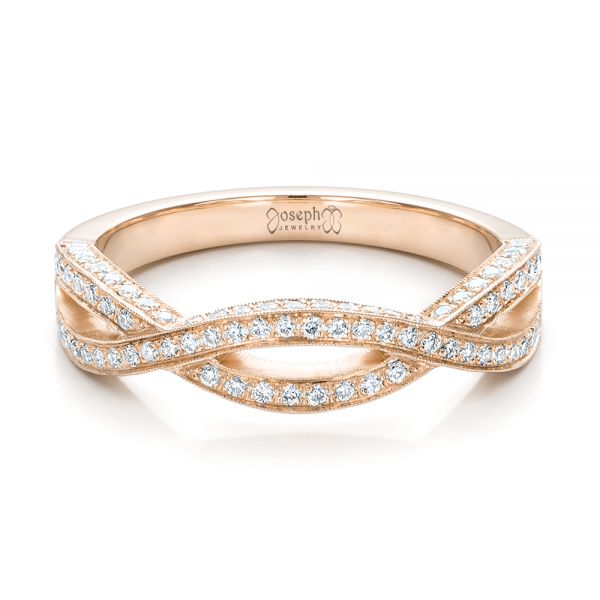 14k Rose Gold 14k Rose Gold Custom Diamond Wedding Band - Flat View - 100854
