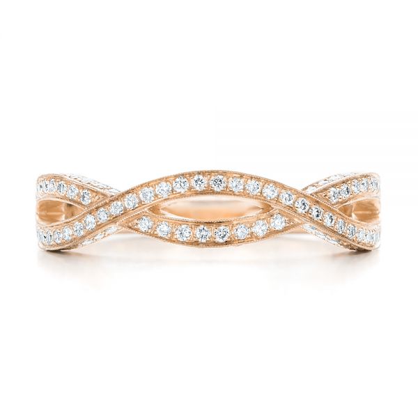 14k Rose Gold 14k Rose Gold Custom Diamond Wedding Band - Top View - 100854