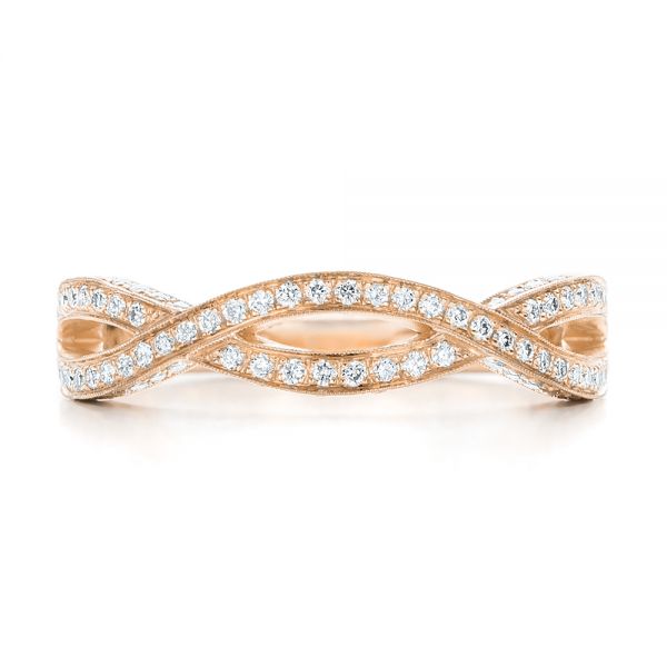 18k Rose Gold 18k Rose Gold Custom Diamond Wedding Band - Top View -  100854