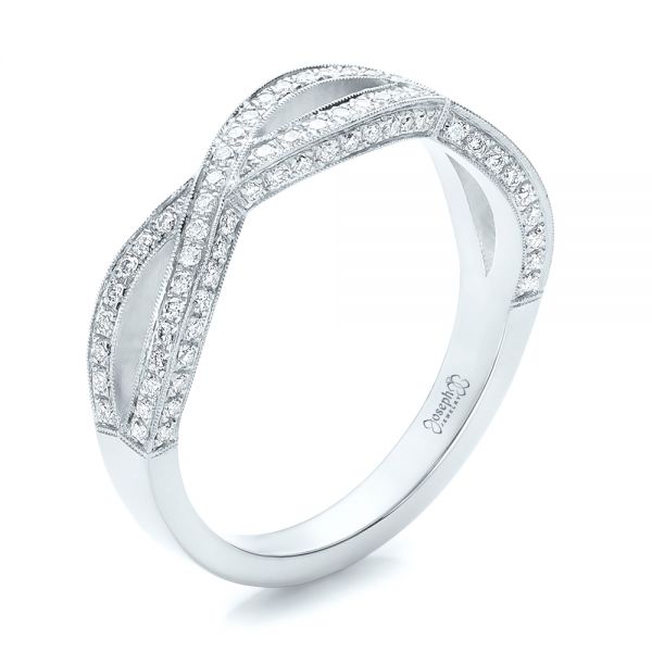 18k White Gold 18k White Gold Custom Diamond Wedding Band - Three-Quarter View -  100854