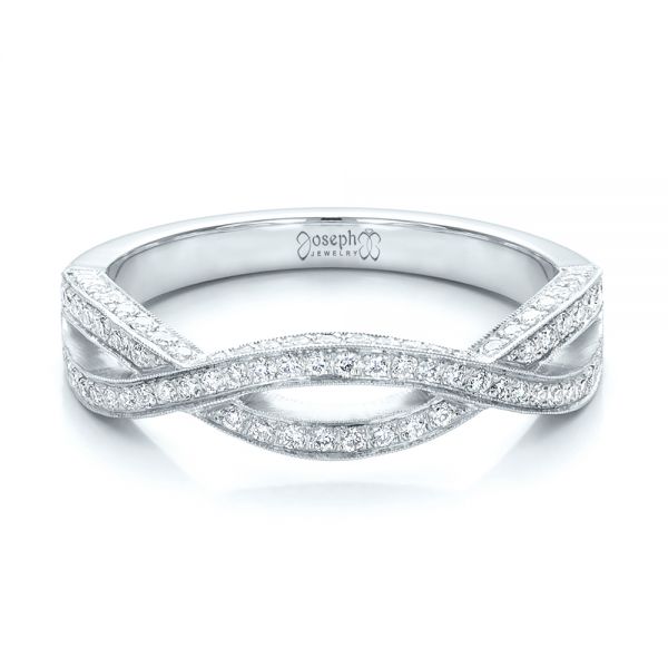 14k White Gold 14k White Gold Custom Diamond Wedding Band - Flat View - 100854