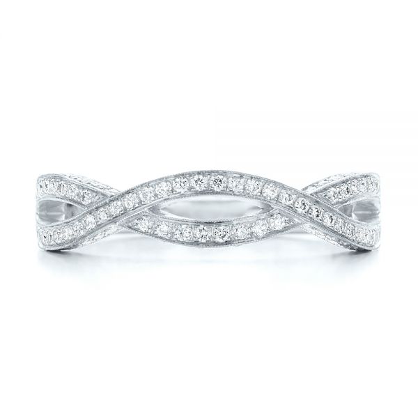 14k White Gold 14k White Gold Custom Diamond Wedding Band - Top View - 100854