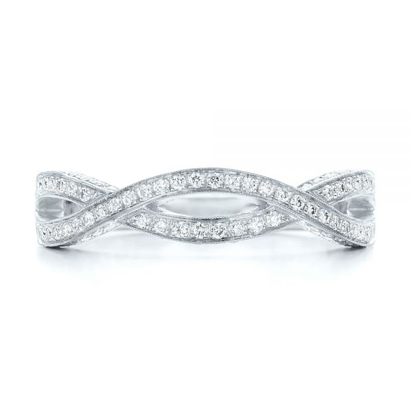 18k White Gold 18k White Gold Custom Diamond Wedding Band - Top View -  100854