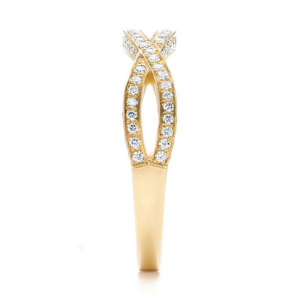 14k Yellow Gold Custom Diamond Wedding Band - Side View -  100854