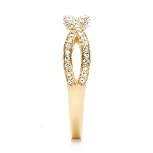 18k Yellow Gold 18k Yellow Gold Custom Diamond Wedding Band - Side View -  100854