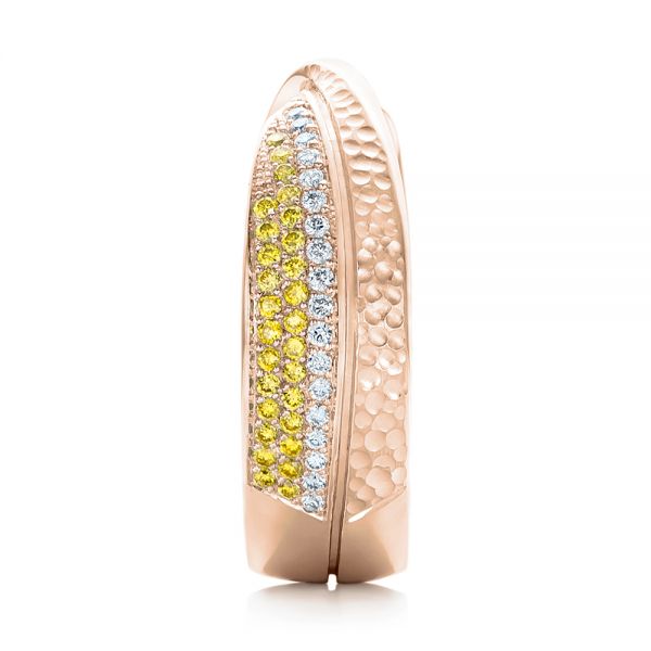 18k Rose Gold 18k Rose Gold Custom Yellow And White Diamond Wedding Band - Side View -  101979