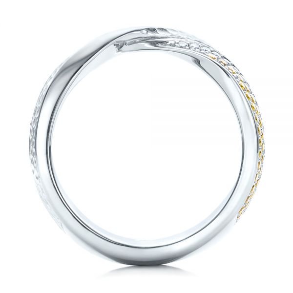 14k White Gold 14k White Gold Custom Yellow And White Diamond Wedding Band - Front View -  101979