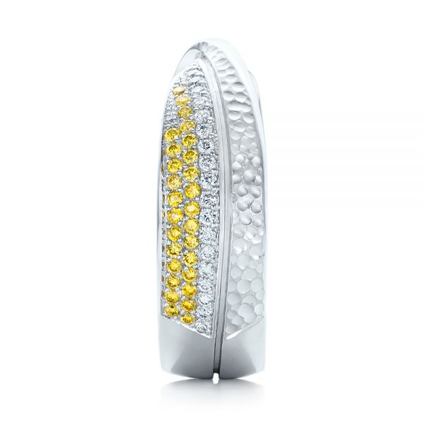 14k White Gold 14k White Gold Custom Yellow And White Diamond Wedding Band - Side View -  101979