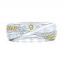 14k White Gold 14k White Gold Custom Yellow And White Diamond Wedding Band - Top View -  101979 - Thumbnail