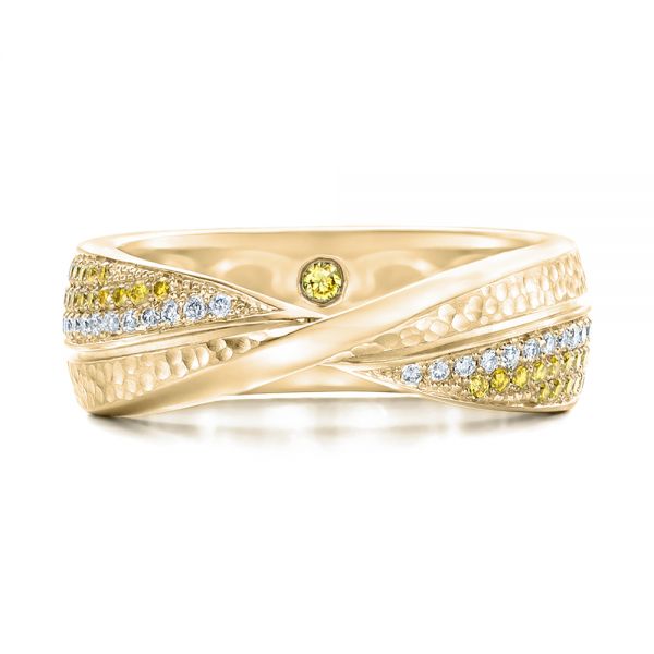 14k Yellow Gold 14k Yellow Gold Custom Yellow And White Diamond Wedding Band - Top View -  101979