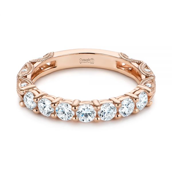 18k Rose Gold 18k Rose Gold Cut-out Diamond Wedding Band - Flat View -  105787