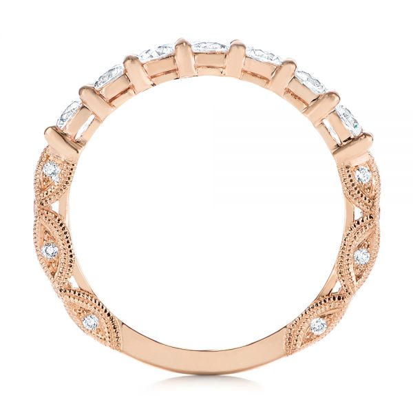 18k Rose Gold 18k Rose Gold Cut-out Diamond Wedding Band - Front View -  105787