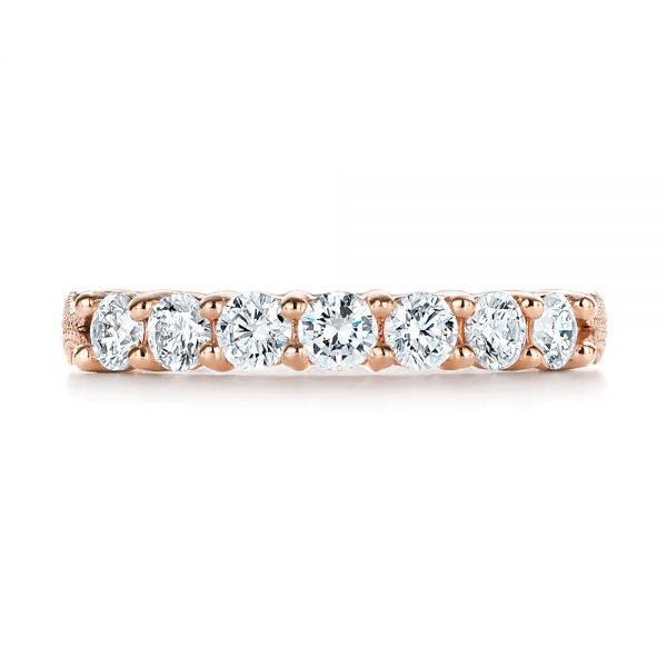 14k Rose Gold 14k Rose Gold Cut-out Diamond Wedding Band - Top View - 105787