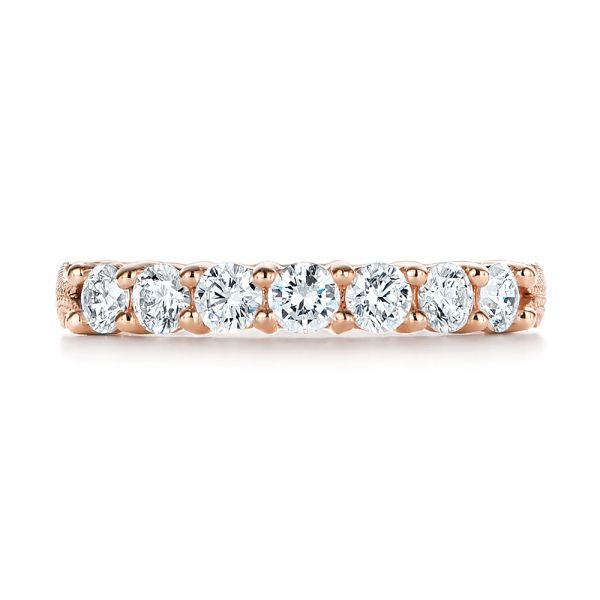 18k Rose Gold 18k Rose Gold Cut-out Diamond Wedding Band - Top View -  105787