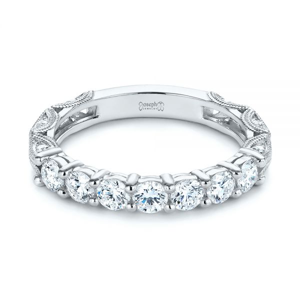 18k White Gold 18k White Gold Cut-out Diamond Wedding Band - Flat View -  105787