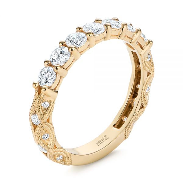 18k Yellow Gold 18k Yellow Gold Cut-out Diamond Wedding Band - Three-Quarter View -  105787