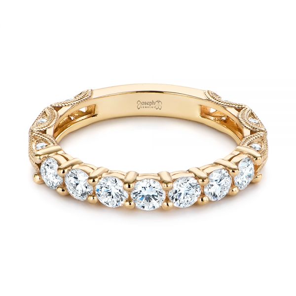14k Yellow Gold Cut-out Diamond Wedding Band - Flat View - 105787