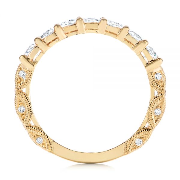 14k Yellow Gold Cut-out Diamond Wedding Band - Front View - 105787