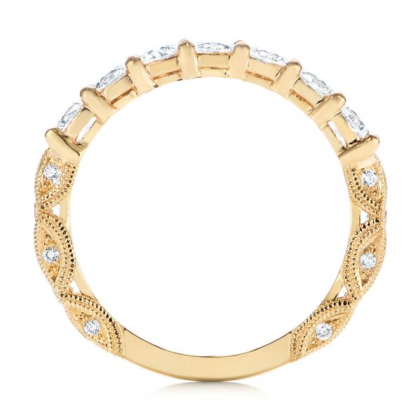 14k Yellow Gold Cut-out Diamond Wedding Band - Front View -  105787