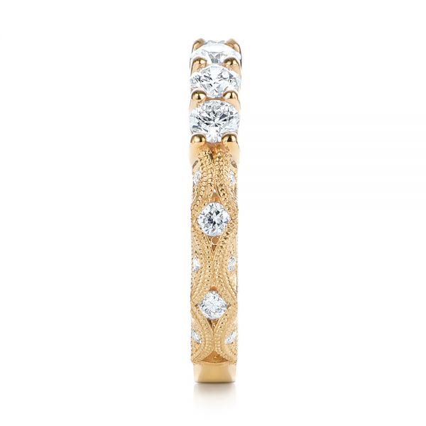 14k Yellow Gold Cut-out Diamond Wedding Band - Side View - 105787