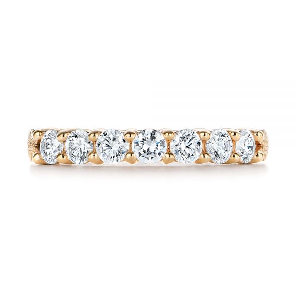 14k Yellow Gold Cut-out Diamond Wedding Band - Top View - 105787
