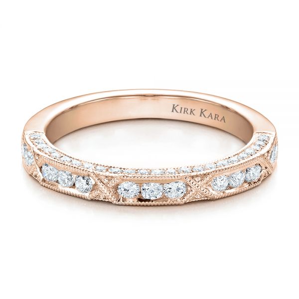 14k Rose Gold 14k Rose Gold Diamond Channel Set Band With Matching Engagement Ring - Kirk Kara - Flat View -  100120