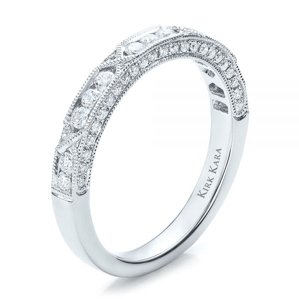 18k White Gold Diamond Channel Set Band With Matching Engagement Ring - Kirk Kara - Three-Quarter View -  100120