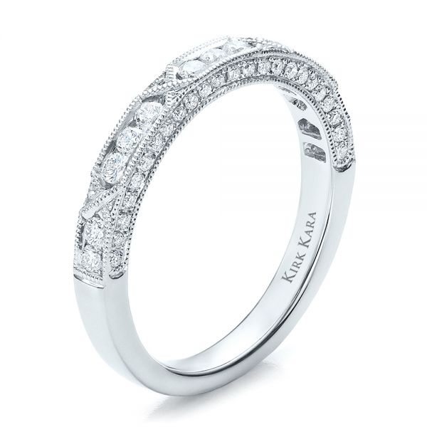 14k White Gold 14k White Gold Diamond Channel Set Band With Matching Engagement Ring - Kirk Kara - Three-Quarter View -  100120