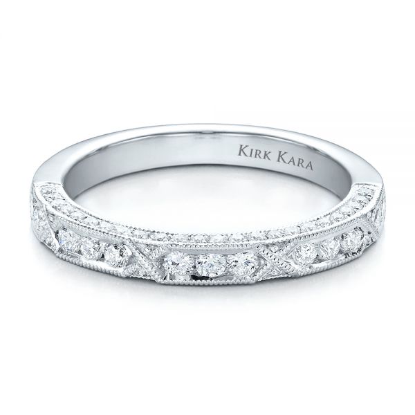 18k White Gold Diamond Channel Set Band With Matching Engagement Ring - Kirk Kara - Flat View -  100120