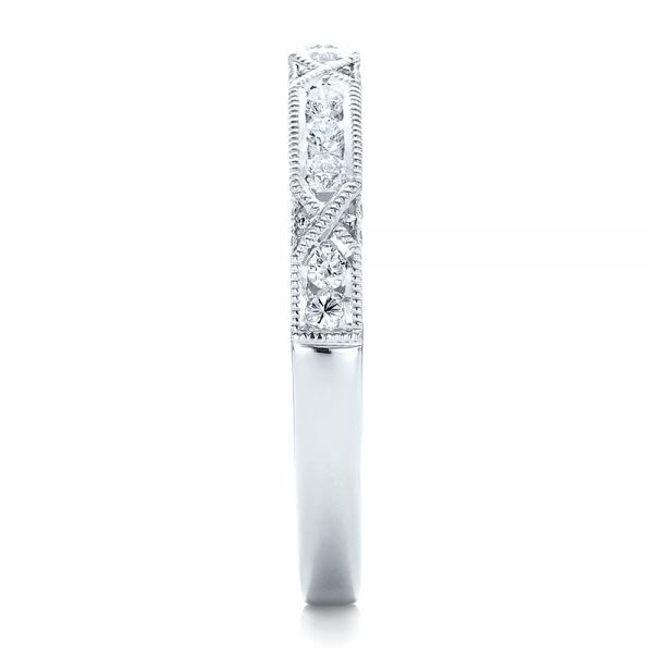 18k White Gold Diamond Channel Set Band With Matching Engagement Ring - Kirk Kara - Side View -  100120