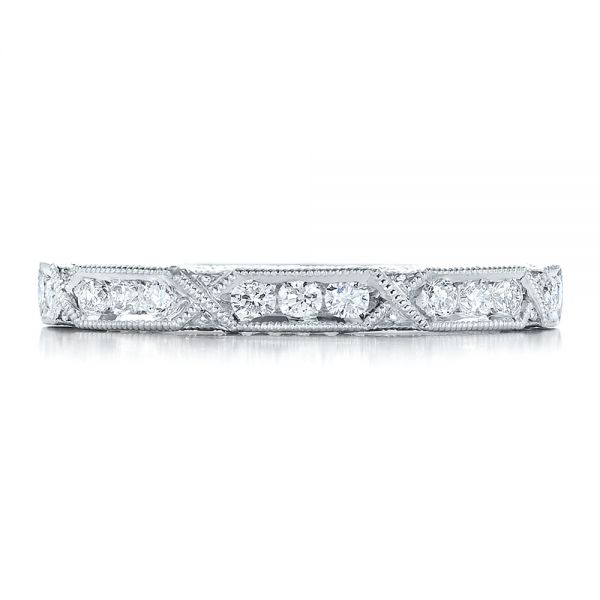 18k White Gold Diamond Channel Set Band With Matching Engagement Ring - Kirk Kara - Top View -  100120