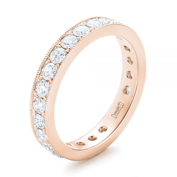 18k Rose Gold 18k Rose Gold Diamond Eternity Wedding Band - Three-Quarter View -  102823