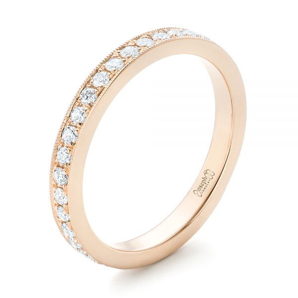 14k Rose Gold Diamond Eternity Wedding Band - Three-Quarter View -  102826