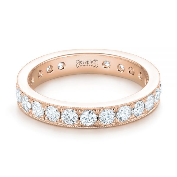 18k Rose Gold 18k Rose Gold Diamond Eternity Wedding Band - Flat View -  102823